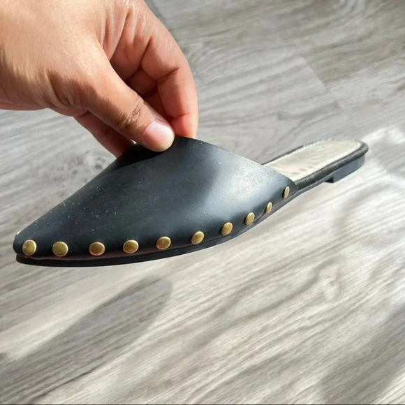 Black Mules  with Gold Studs - Picture 4 of 9
